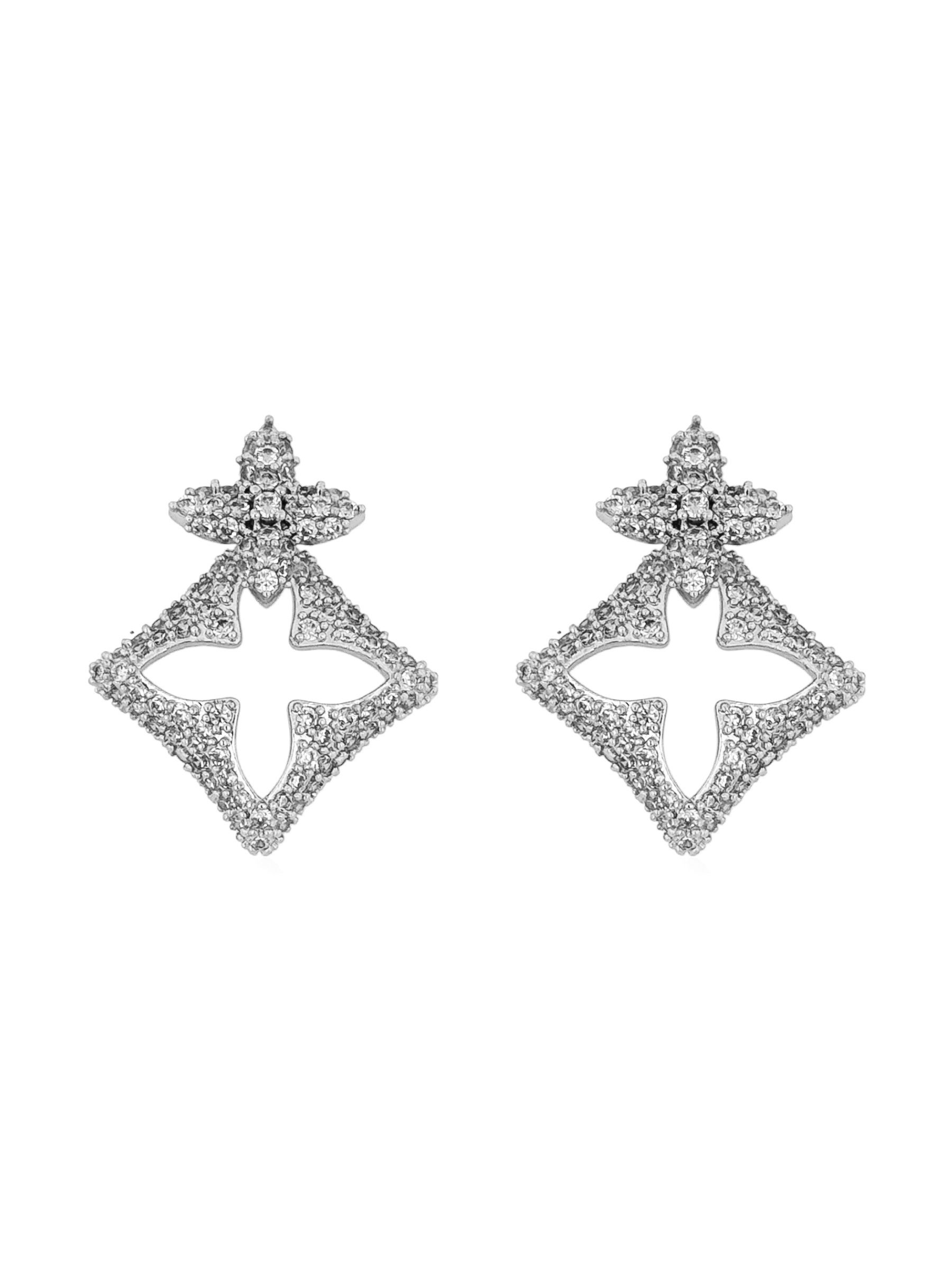 Brinco Folheado a Ouro 18k e Prata Inspiração vg. Cravejada e Vazada