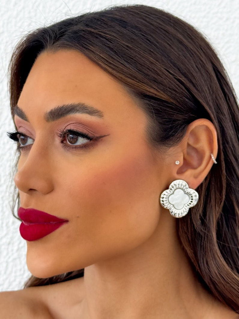 Brinco Folheado a Ouro 18k e Prata Inspiração Vg. Resinada Com Borda Desenhada