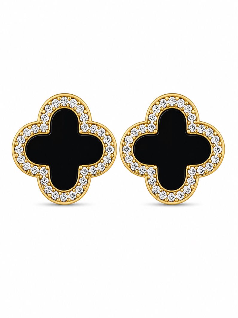 Brinco Folheado a Ouro 18k e Prata Inspiração Vg Cravejado e Resinado P