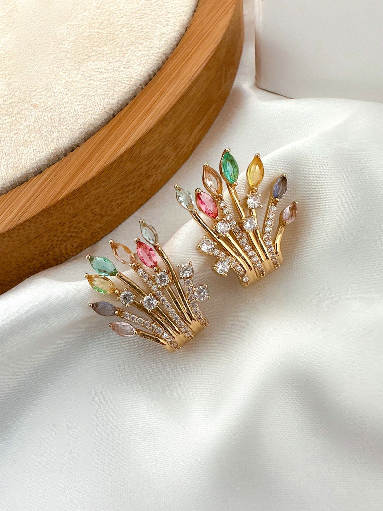 brinco folheado a ouro 18k e prata jasmin