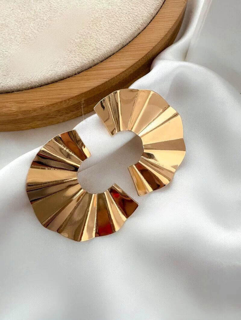 Brinco Folheado a Ouro 18k e Prata Leque