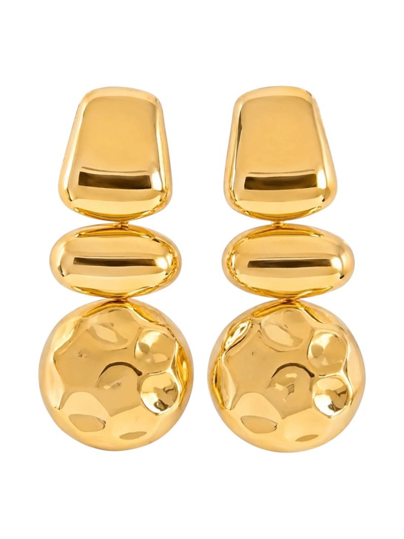 Brinco Folheado a Ouro 18k e Prata Liso e Martelado