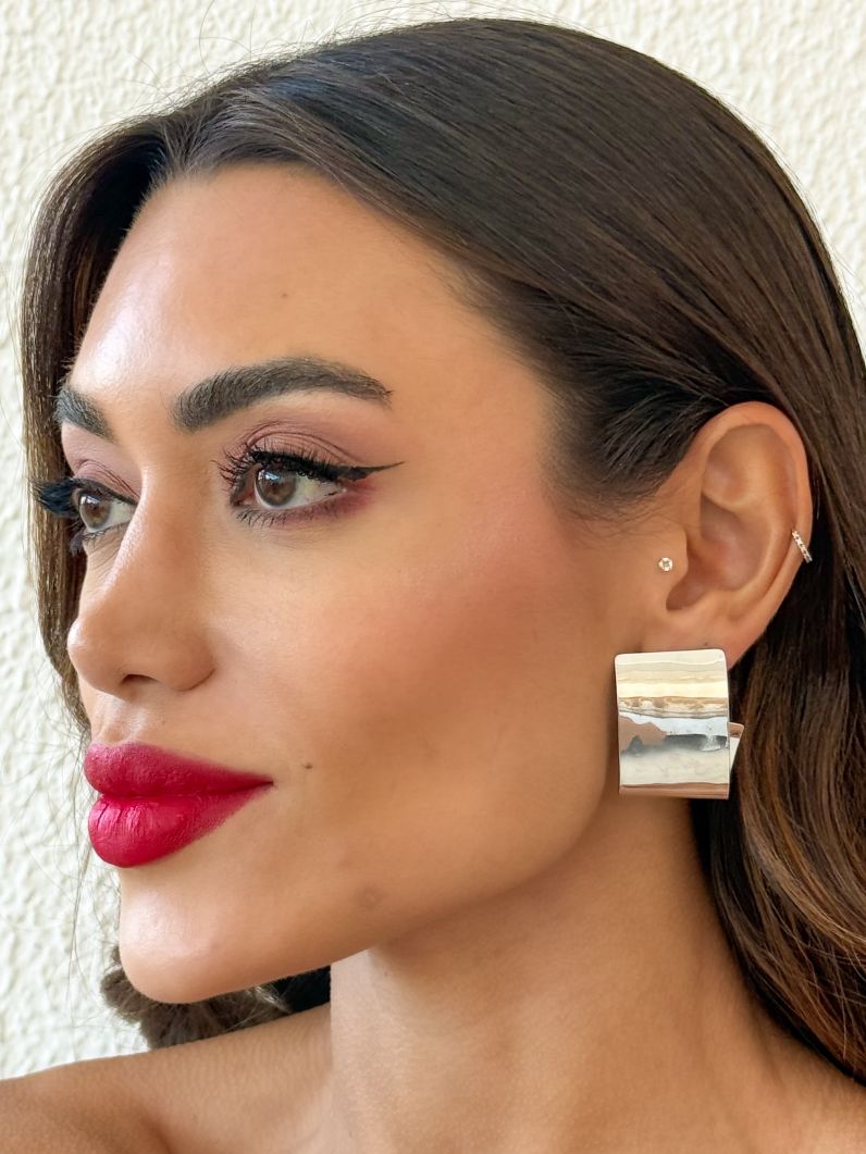 Brinco Folheado a Ouro 18k e Prata Liso Maxi