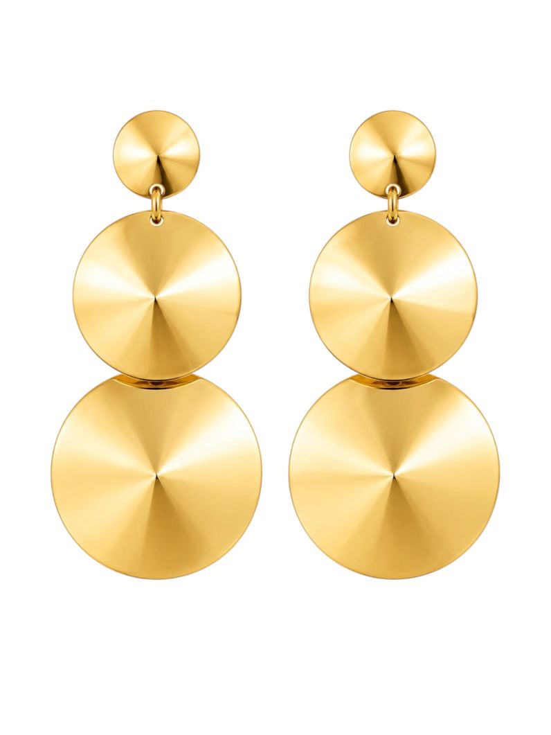 Brinco Folheado a Ouro 18k e Prata Longo Com Circulos Lisos