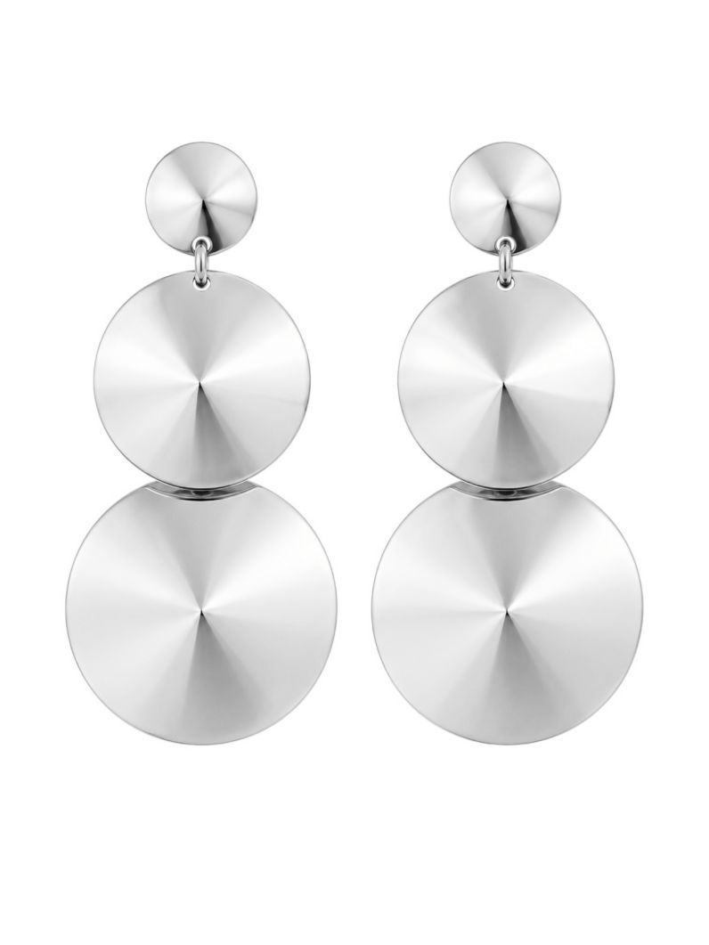Brinco Folheado a Ouro 18k e Prata Longo Com Circulos Lisos