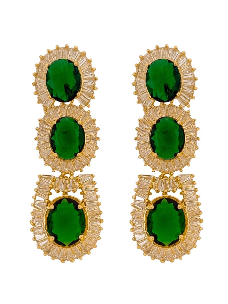 Brinco Folheado a Ouro 18k e Prata Longo Cristal Colorido Com Navetes