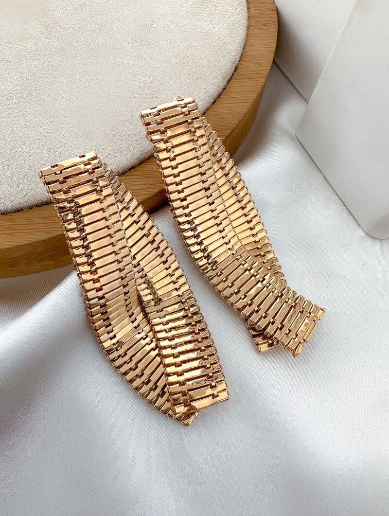 Brinco Folheado a Ouro 18k e Prata Malha Trançada