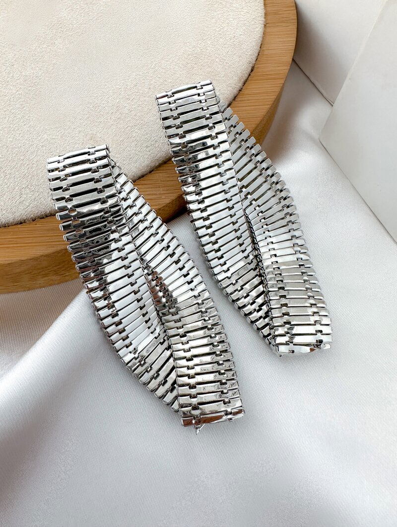 Brinco Folheado a Ouro 18k e Prata Malha Trançada