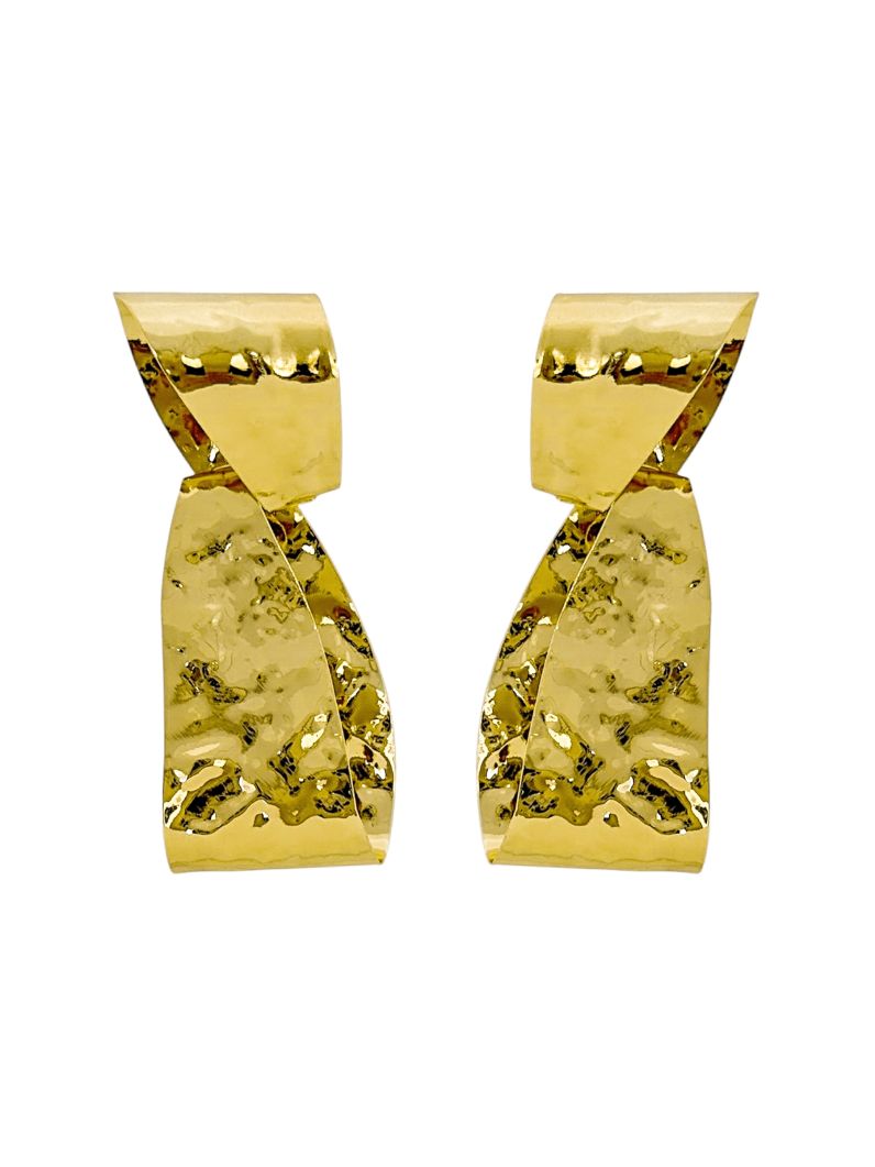 Brinco Folheado a Ouro 18k e Prata Martelado