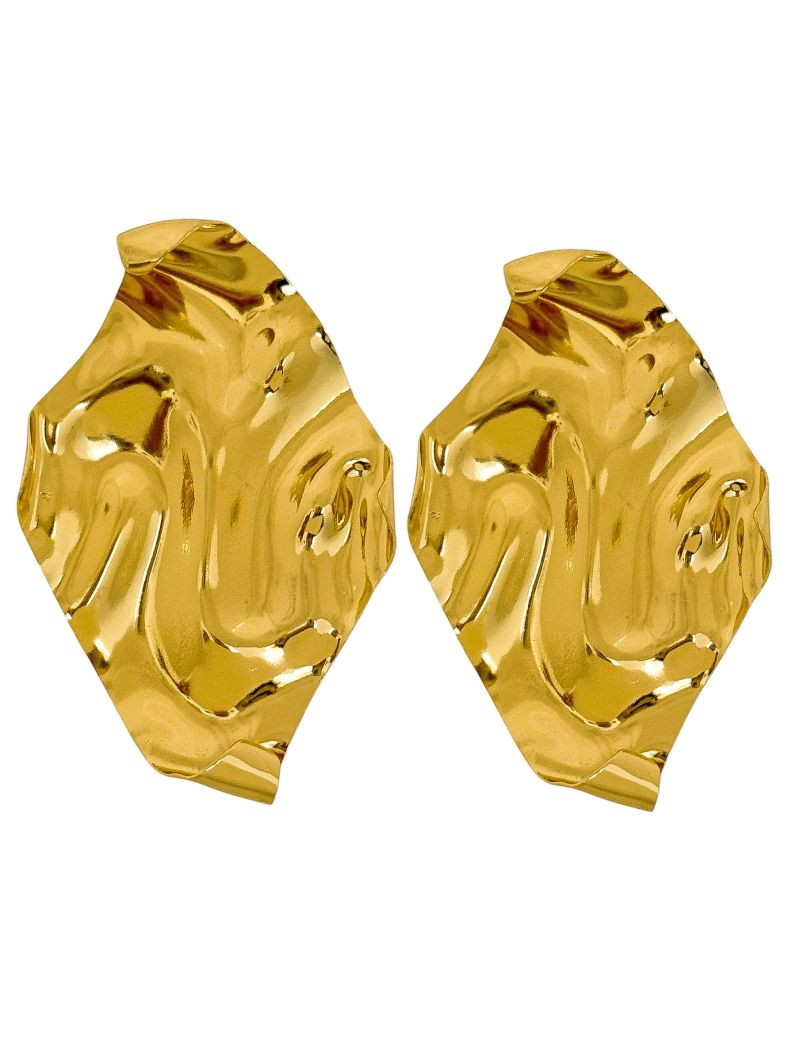 Brinco Folheado a Ouro 18k e Prata Martelado