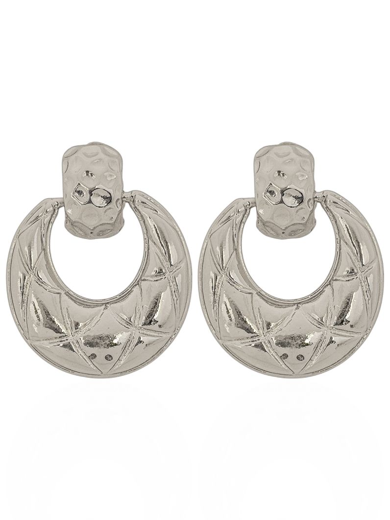Brinco Folheado a Ouro 18k e Prata Martelado e Detalhado