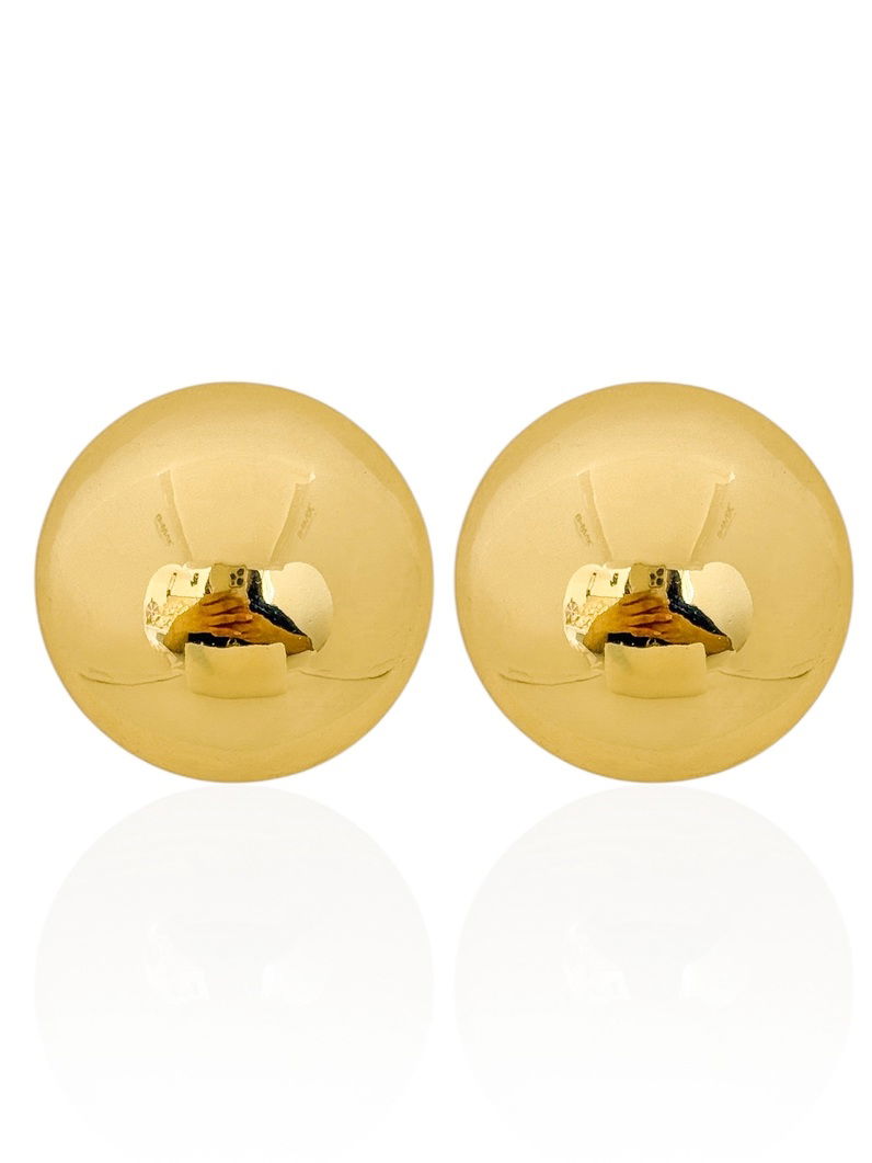 Brinco Folheado a Ouro 18k e Prata Max Botton Liso