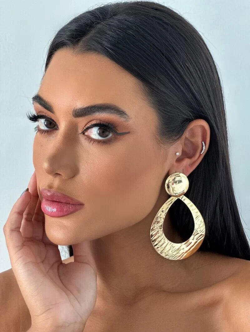 Brinco Folheado a Ouro 18k e Prata Maxi Argola com Ponteira Botton Liso