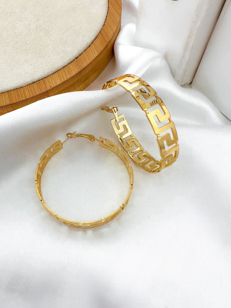 BRINCO FOLHEADO A OURO 18K E PRATA MAXI ARGOLA CORRENTE