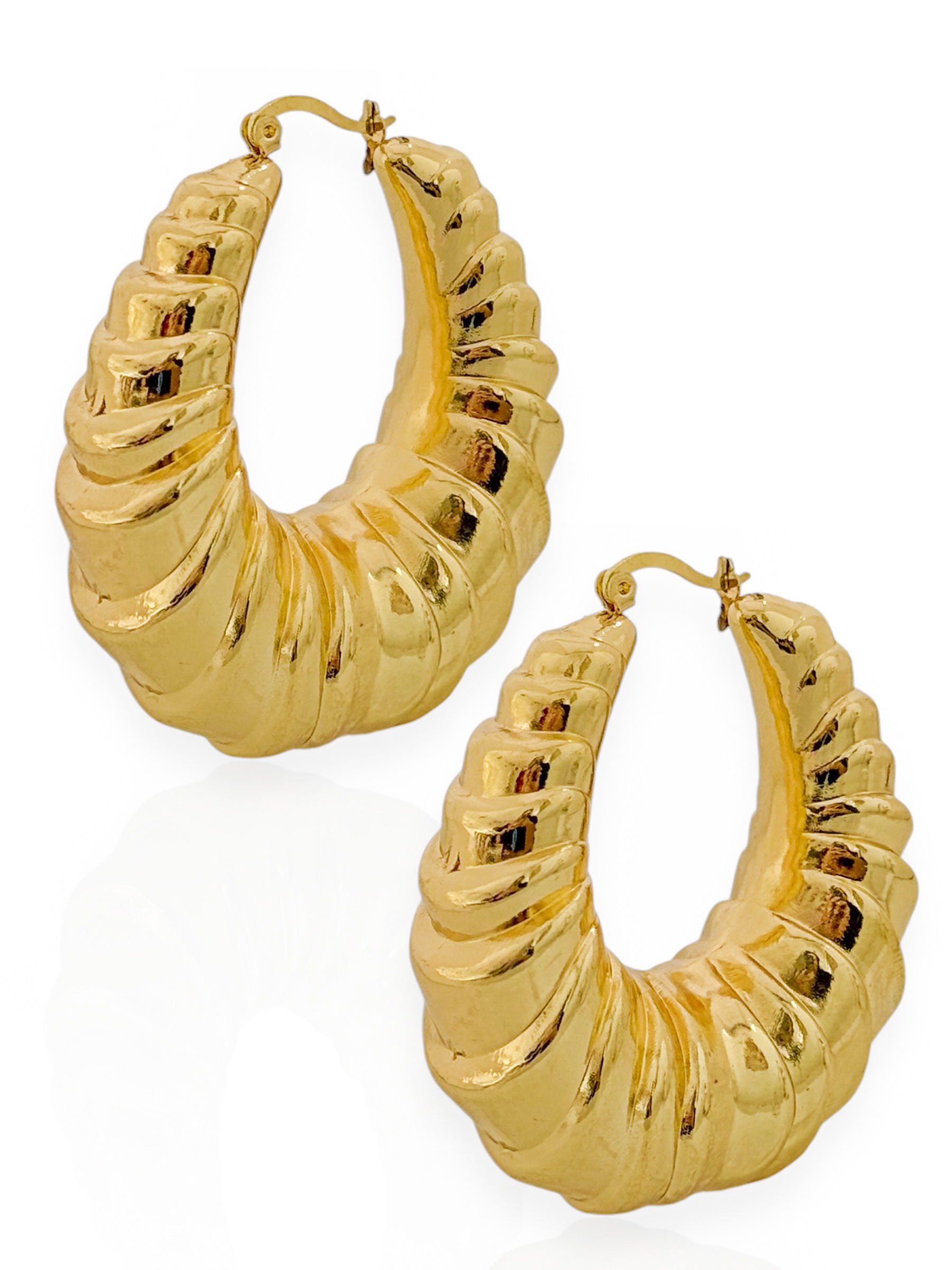 Brinco Folheado a Ouro 18k e Prata Maxi Argola Oval Texturizada