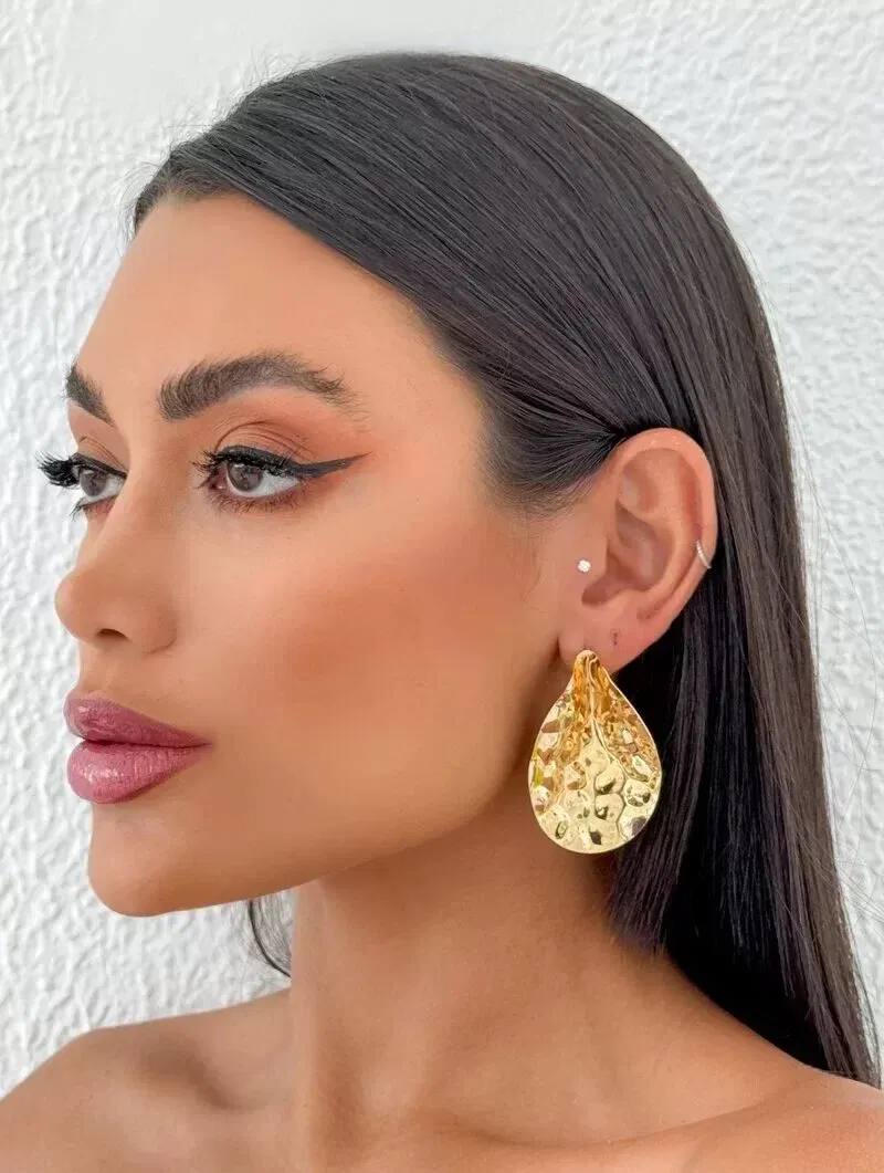 Brinco Folheado a Ouro 18k e Prata Maxi Folha Orgânica