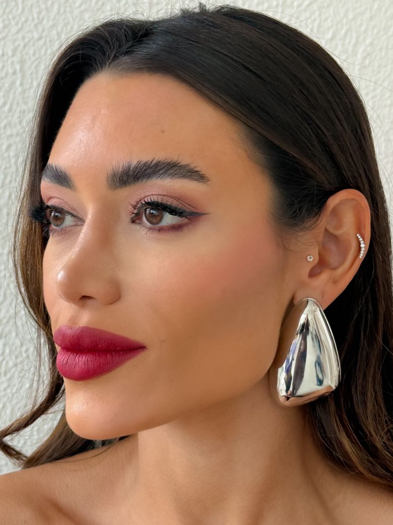 Brinco Folheado a Ouro 18k e Prata Maxi Liso