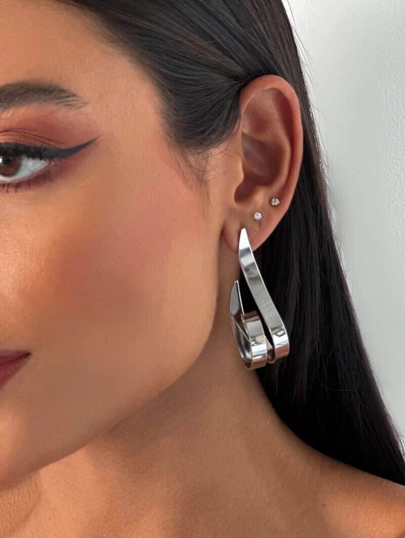 Brinco Folheado a Ouro 18k e Prata Maxi Ondulado