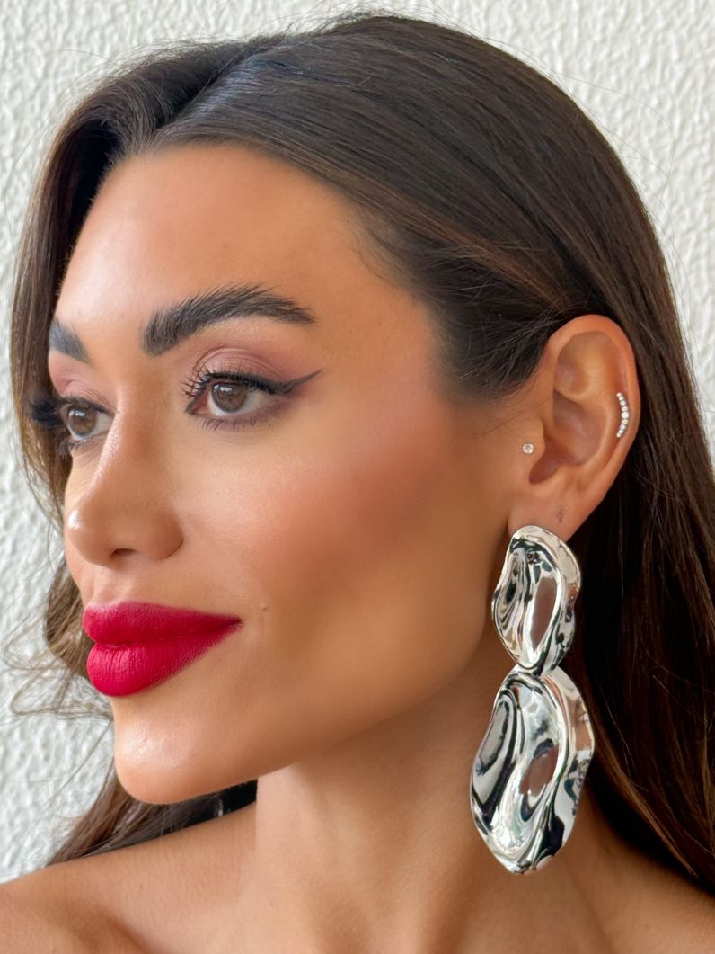 Brinco Folheado a Ouro 18k e Prata Maxi Organico Martelado