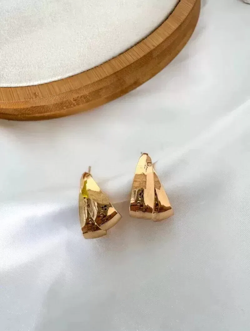 Brinco Folheado a Ouro 18k e Prata Meia Argola Dois Fios