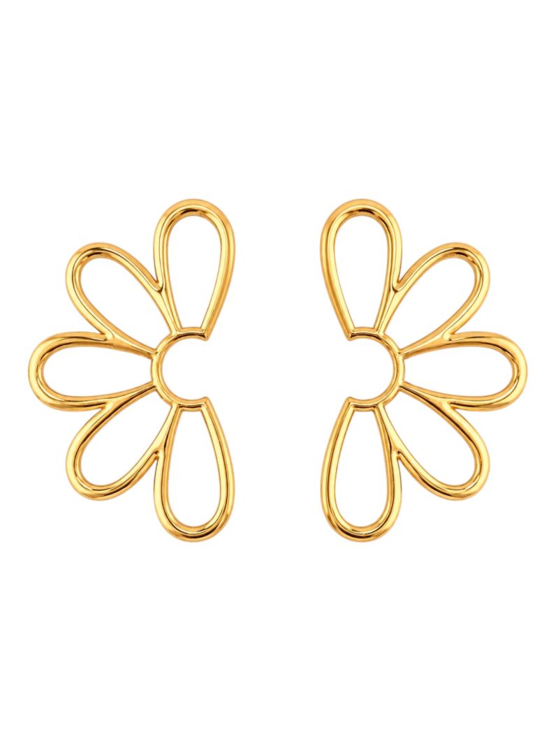 Brinco Folheado a Ouro 18k e Prata Meia Flor Vazada