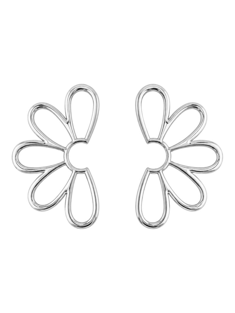 Brinco Folheado a Ouro 18k e Prata Meia Flor Vazada
