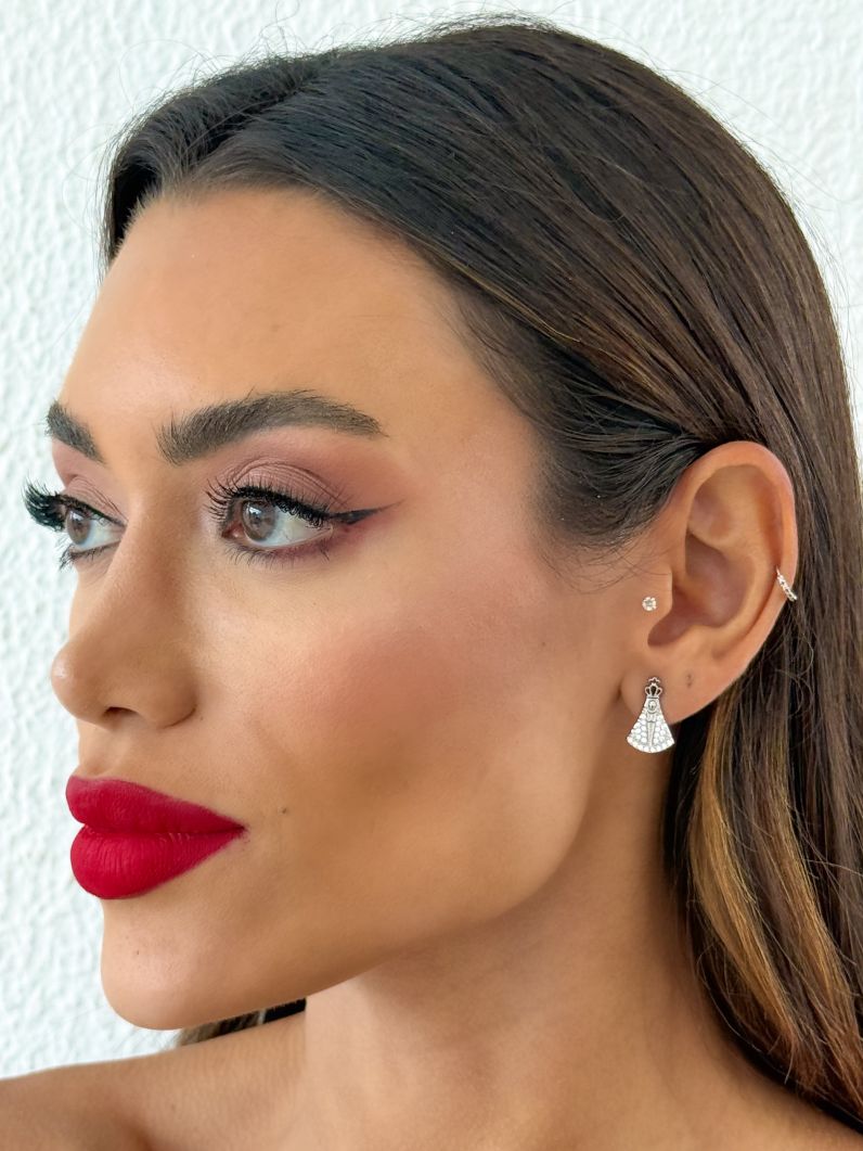 Brinco Folheado a Ouro 18k e Prata Nossa Senhora