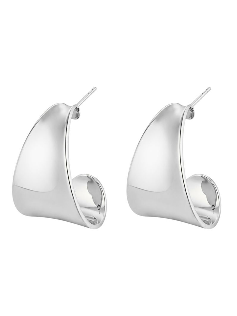 Brinco Folheado a Ouro 18k e Prata Ondulado Liso