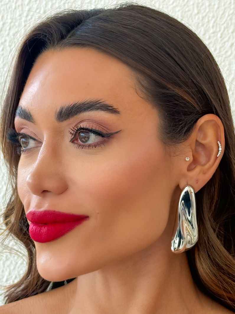 Brinco Folheado a Ouro 18k e Prata Organico