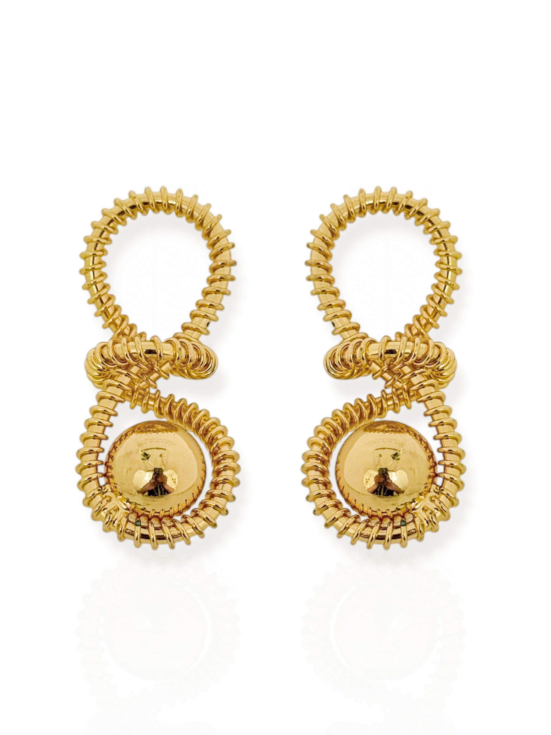 Brinco Folheado a Ouro 18k e Prata Orgânico Com Esfera