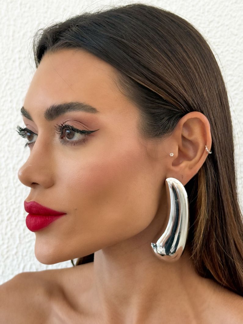 Brinco Folheado a Ouro 18k e Prata Orgânico Liso Maxi