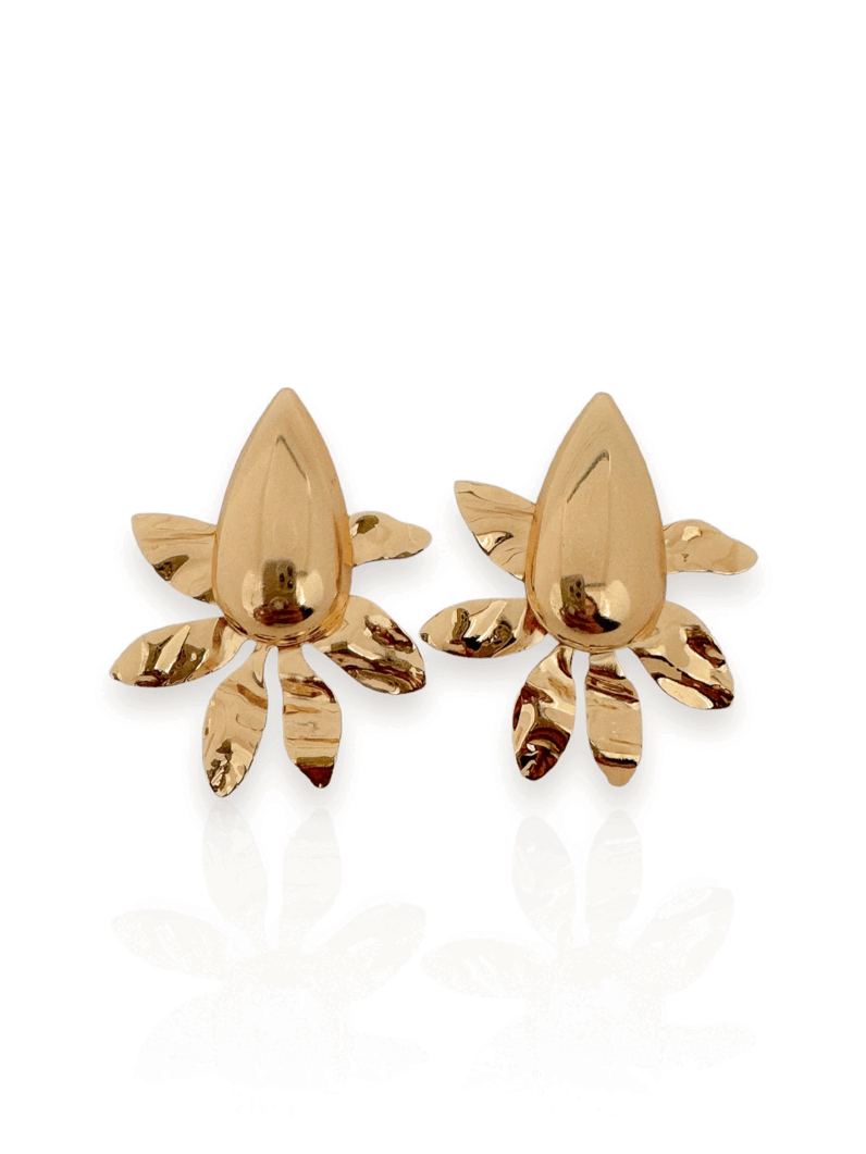 Brinco Folheado a Ouro 18k e Prata Orgânico Martelado