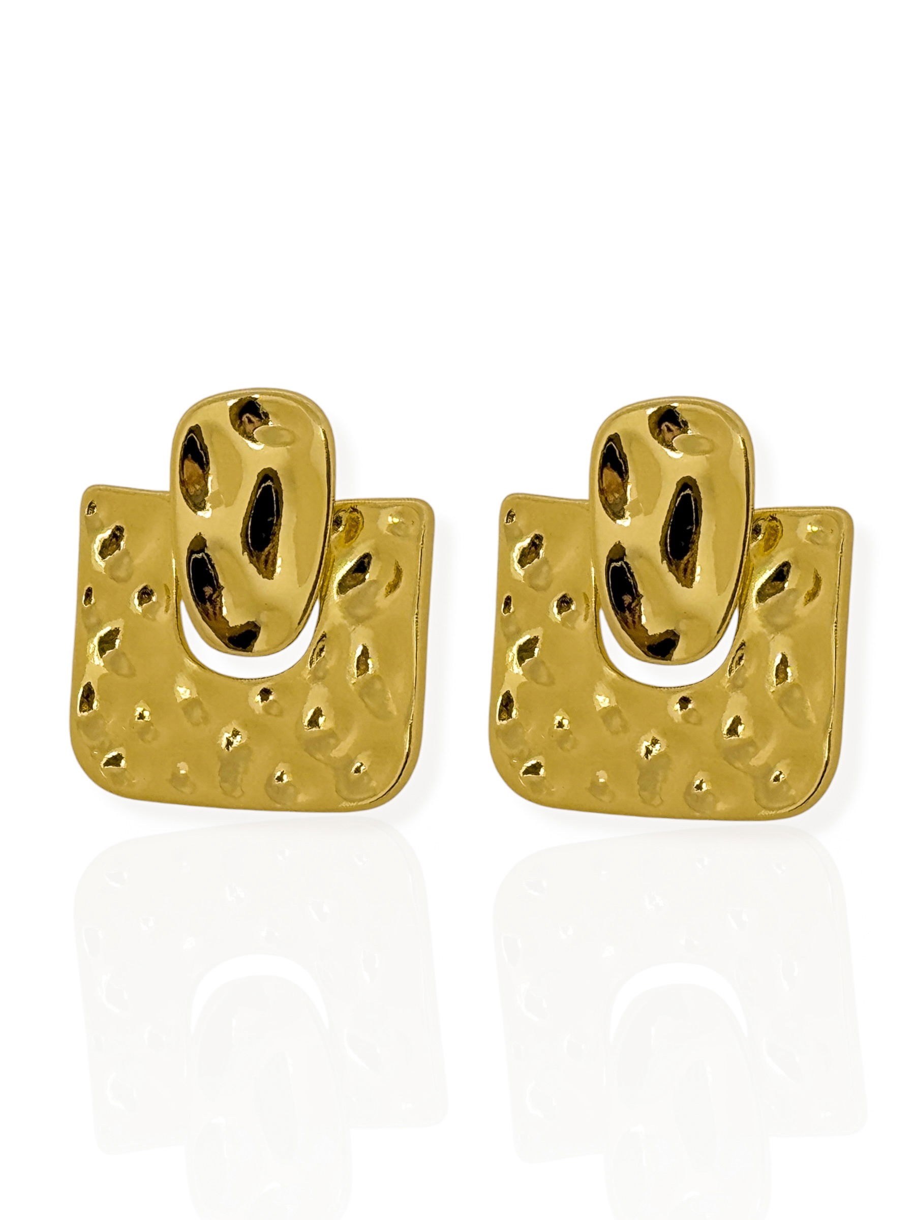 Brinco Folheado a Ouro 18k e Prata Orgânico Martelado