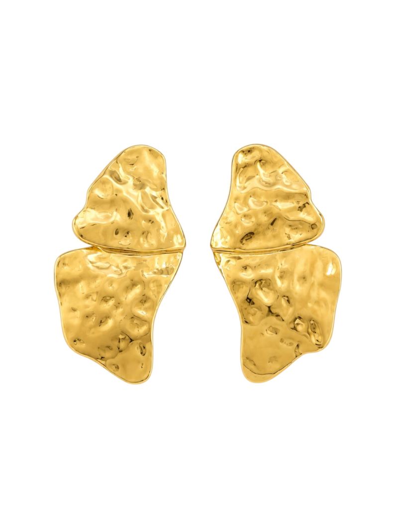 Brinco Folheado a Ouro 18k e Prata Organico Martelado