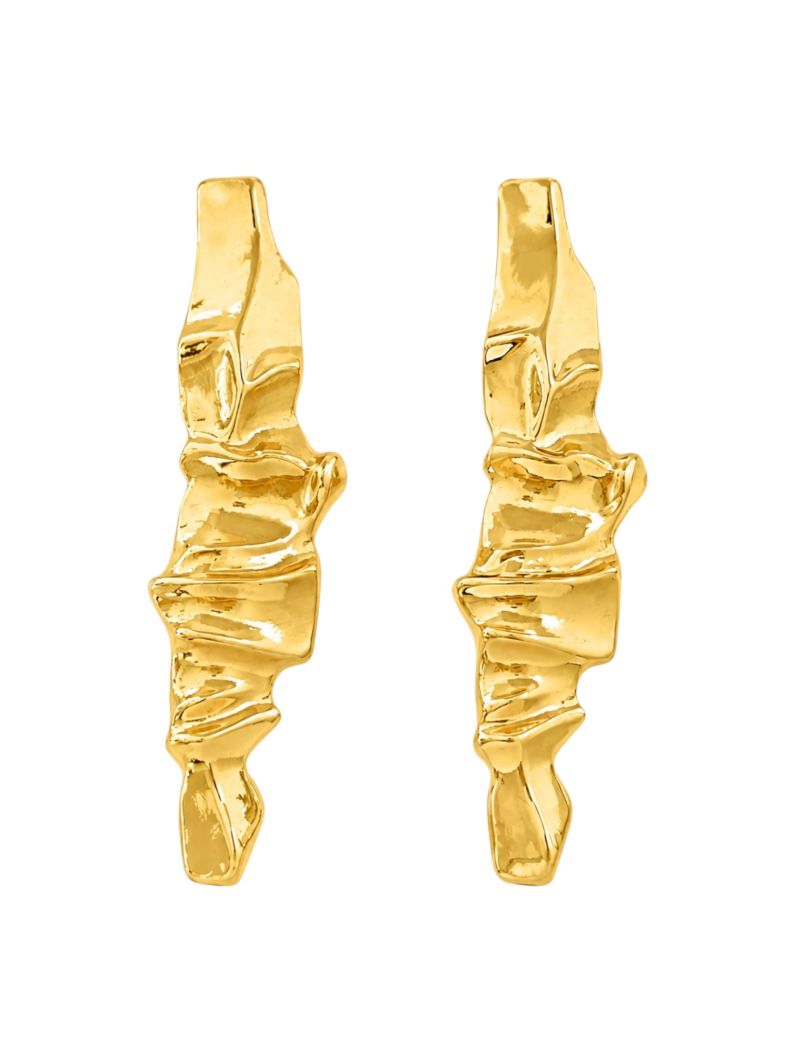 Brinco Folheado a Ouro 18k e Prata Organico Martelado