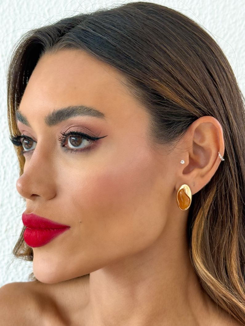 Brinco Folheado a Ouro 18k e Prata Orgânico Resinado