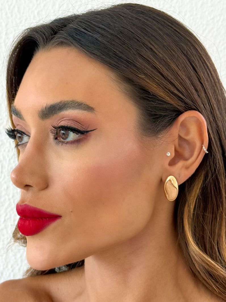 Brinco Folheado a Ouro 18k e Prata Orgânico Resinado