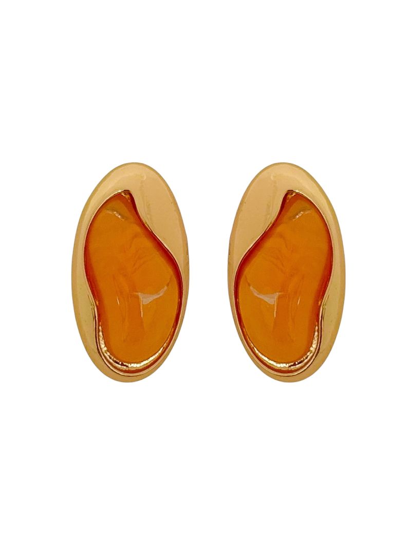 Brinco Folheado a Ouro 18k e Prata Orgânico Resinado