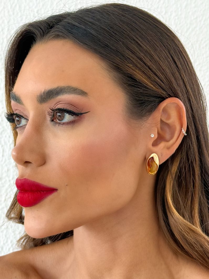 Brinco Folheado a Ouro 18k e Prata Orgânico Resinado