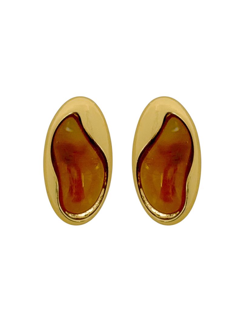Brinco Folheado a Ouro 18k e Prata Orgânico Resinado