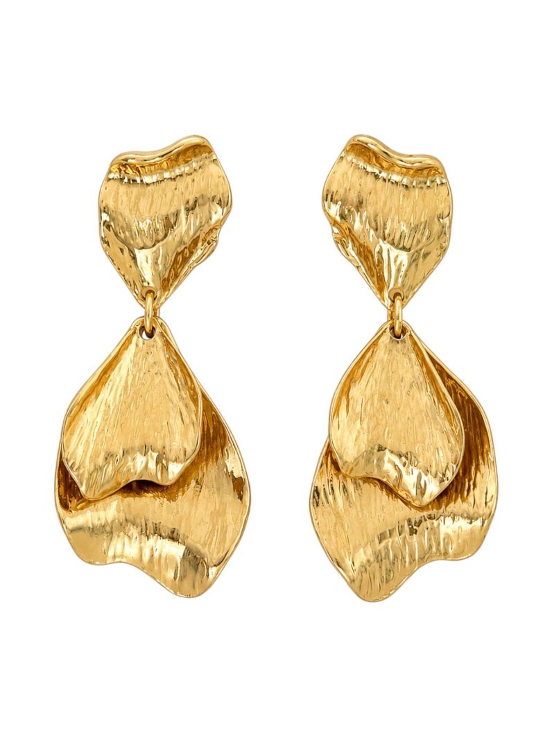Brinco Folheado a Ouro 18k e Prata Orgânico Texturizado