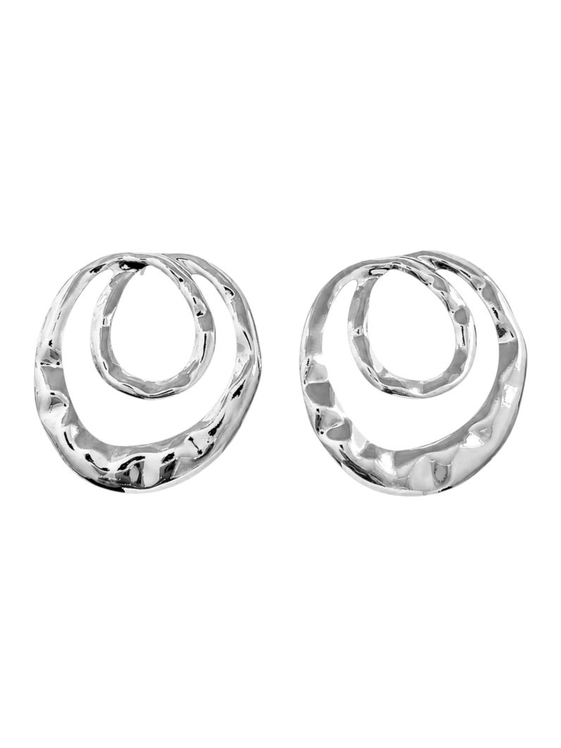 Brinco Folheado a Ouro 18k e Prata Organico Vazado Martelado
