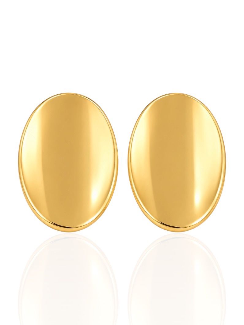 Brinco Folheado a Ouro 18k e Prata Oval Curva Lisa
