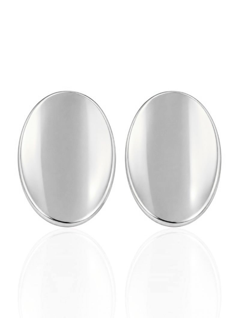 Brinco Folheado a Ouro 18k e Prata Oval Curva Lisa