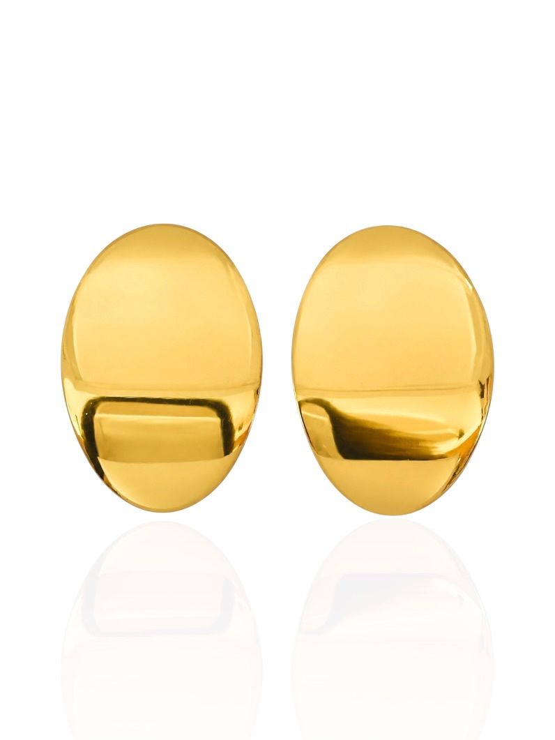 Brinco Folheado a Ouro 18k e Prata Oval Liso