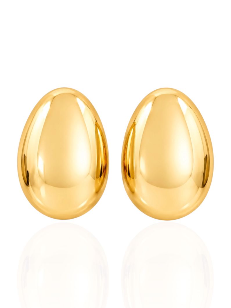 Brinco Folheado a Ouro 18k e Prata Oval Liso