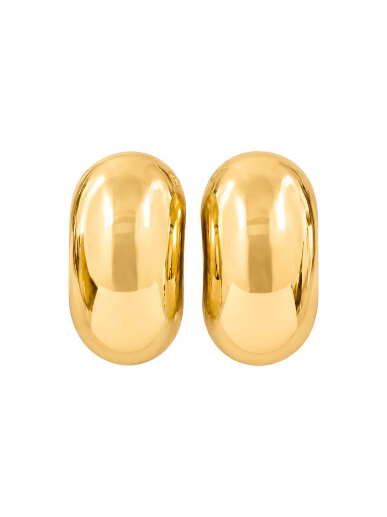 Brinco Folheado a Ouro 18k e Prata Oval Liso