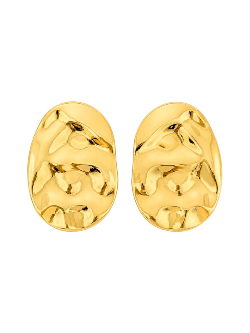 Brinco Folheado a Ouro 18k e Prata Oval Martelado