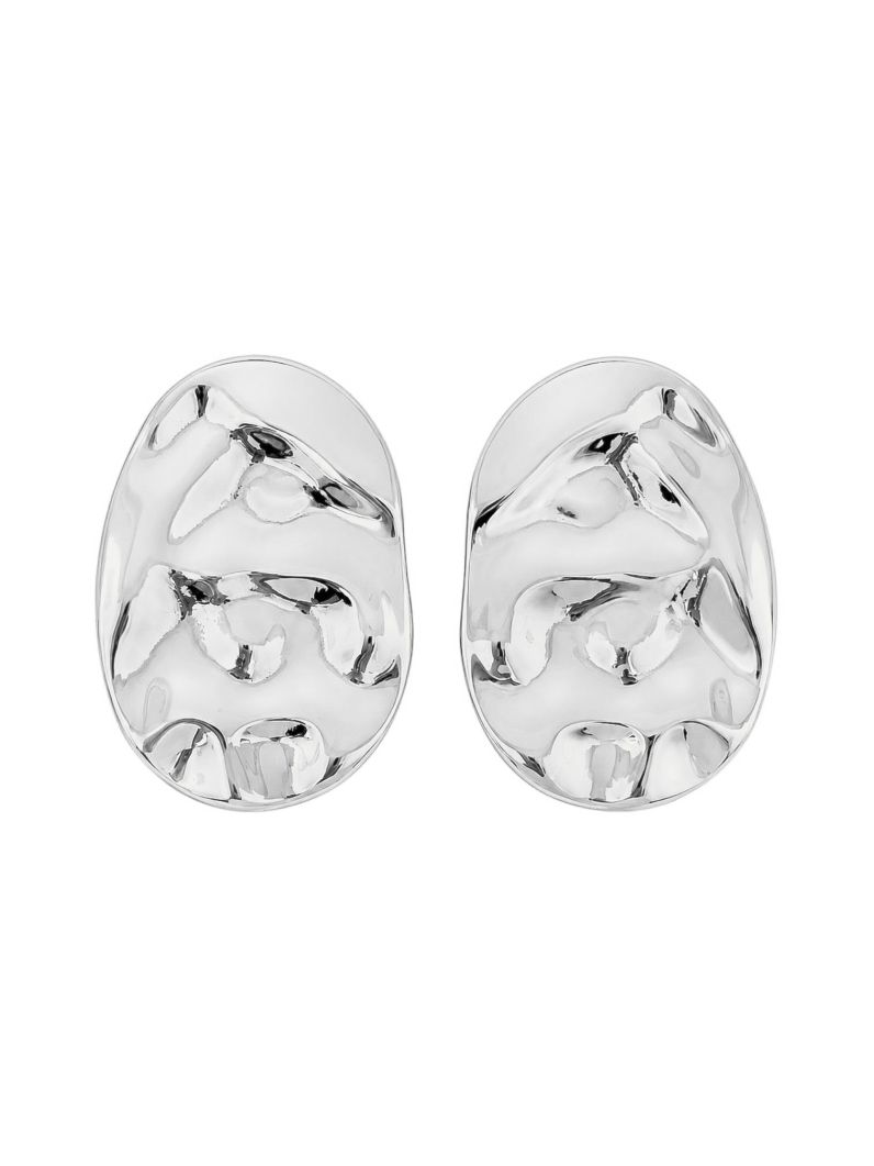 Brinco Folheado a Ouro 18k e Prata Oval Martelado