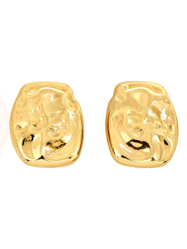 Brinco Folheado a Ouro 18k e Prata Oval Martelado